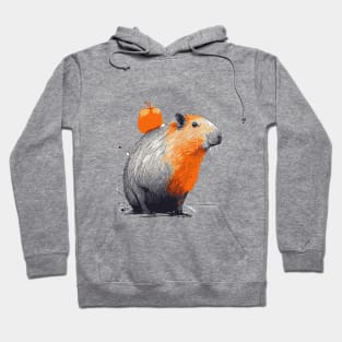 Capybara with an Orange on its Head Hoodie